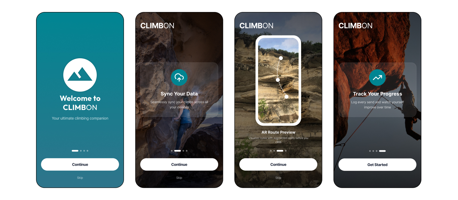 ClimbOn onboarding flow